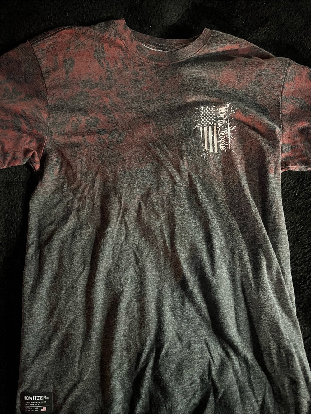 Howitzer Short-Sleeve Heather Gray Tee with Red Wash